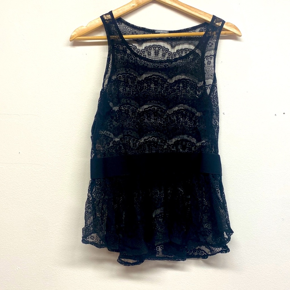 Black lace tank top, Charlotte Russe size large